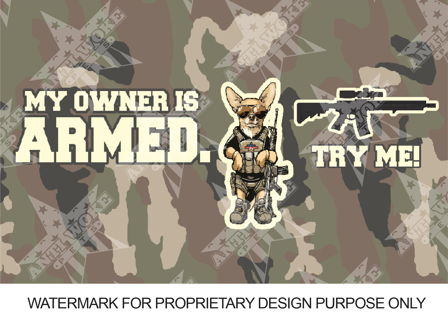 Camo- My Owner Is Armed- Chihuahua- Anti Woke Pets - Small Dog's Tank Top